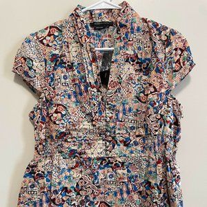 BCBGMaxazria Vintage Button-up Shirt, Multicolor, Size L